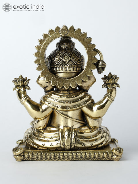 Small Superfine Good Luck Ganesha Brass Statue in Blessing Gesture