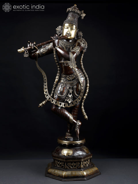 45" Large Tribhanga Murari Krishna | Brass Statue