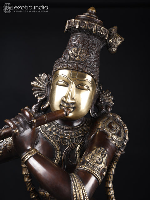 45" Large Tribhanga Murari Krishna | Brass Statue