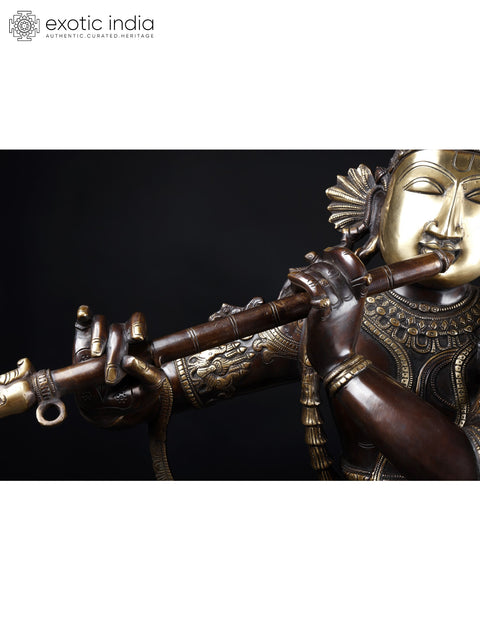 45" Large Tribhanga Murari Krishna | Brass Statue