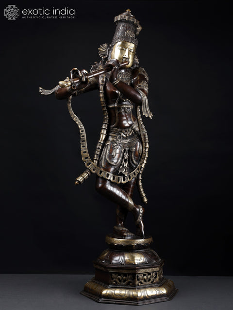 45" Large Tribhanga Murari Krishna | Brass Statue
