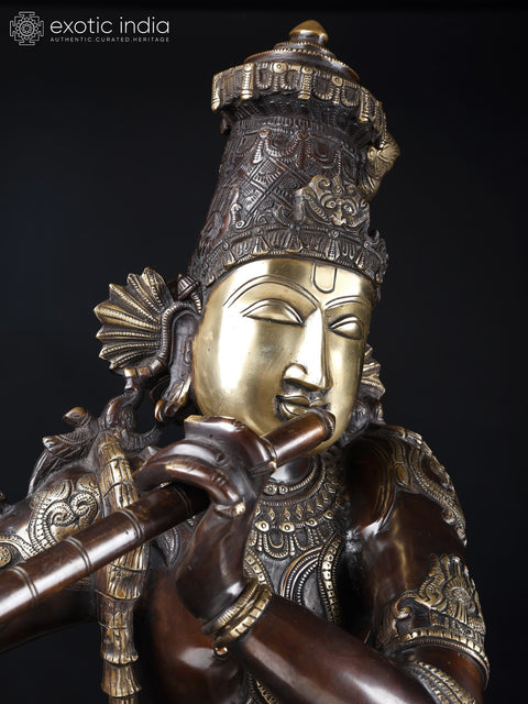 45" Large Tribhanga Murari Krishna | Brass Statue