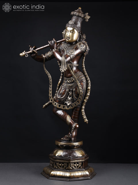 45" Large Tribhanga Murari Krishna | Brass Statue