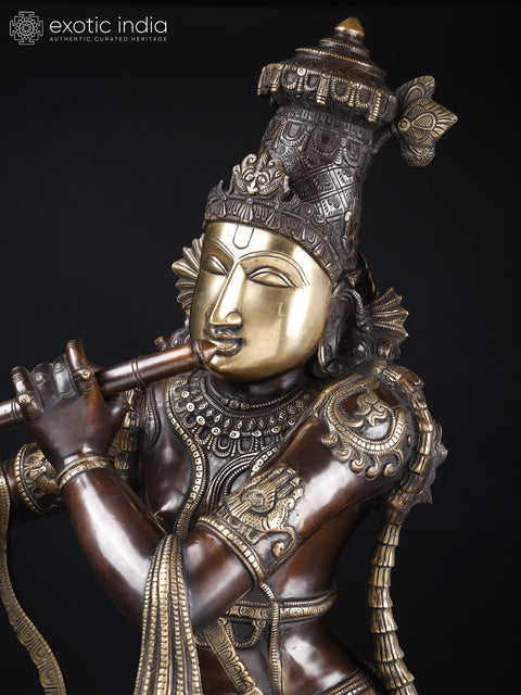 45" Large Tribhanga Murari Krishna | Brass Statue