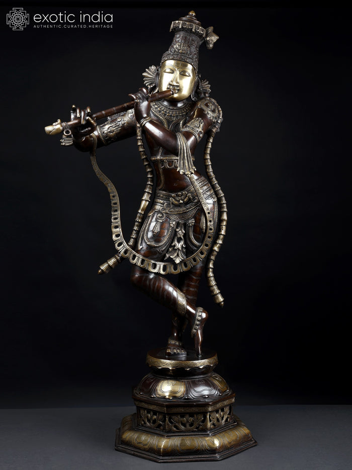 45" Large Tribhanga Murari Krishna | Brass Statue
