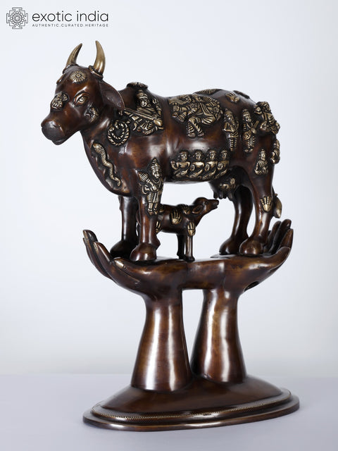 God’s Gift to Mankind (Kamadhenu Cow with Calf on Hands Stand | Brass Statue)