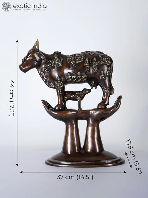 God’s Gift to Mankind (Kamadhenu Cow with Calf on Hands Stand | Brass Statue)