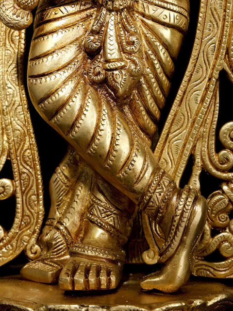 23" Lord Krishna Idol Playing Flute Under the Tree | Brass Statue for Decor