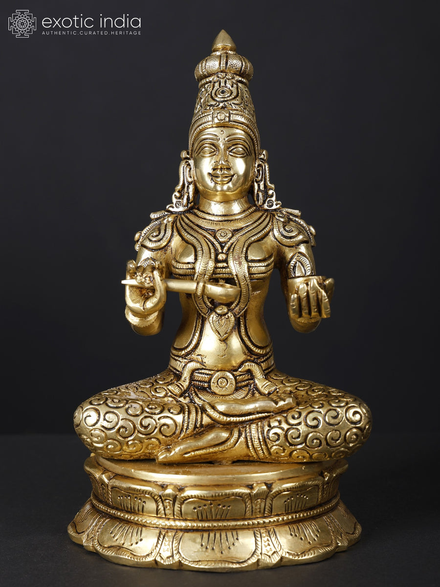 10" Goddess Annapurna Brass Statue - Handmade Home Decor