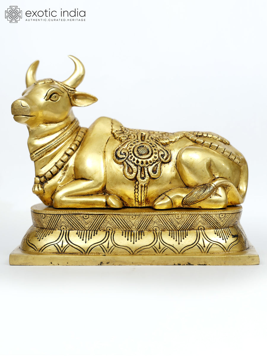 10" Nandi Brass Statue - Lord Shiva's Sacred Vahana