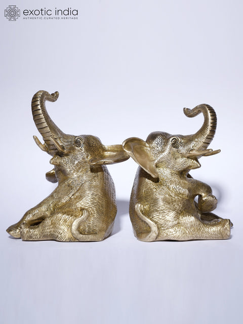 6" Pair of Cute Baby Elephants | Brass Statues
