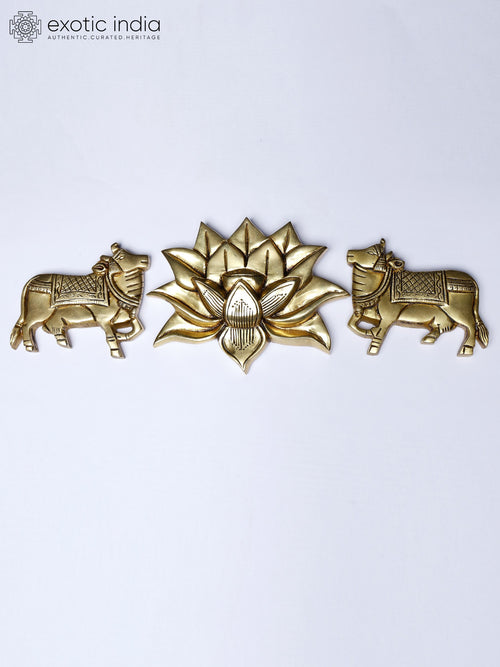 Kamadhenu Cow Brass Wall Hanging Set of Three