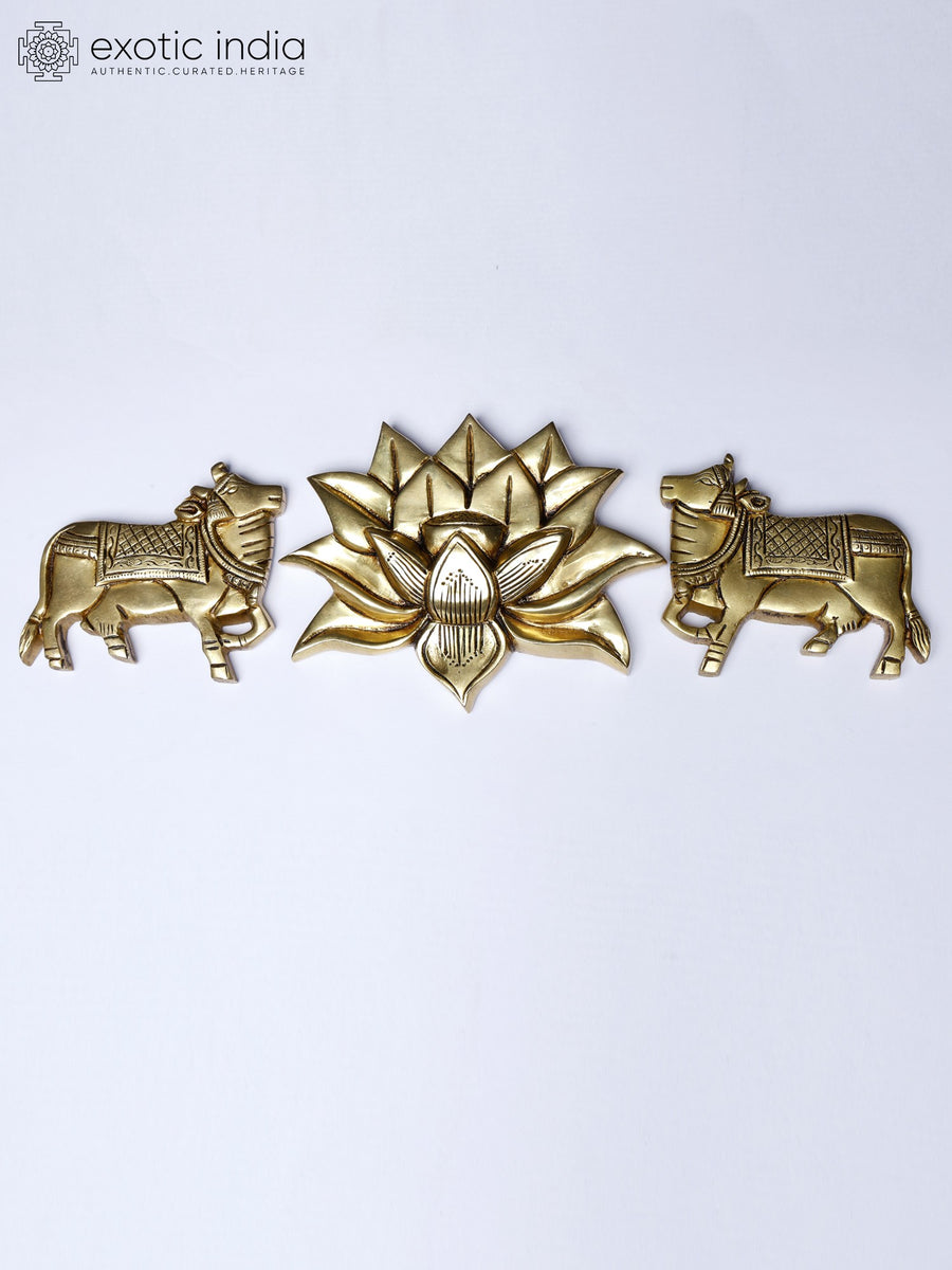 Kamadhenu Cow Brass Wall Hanging Set of Three