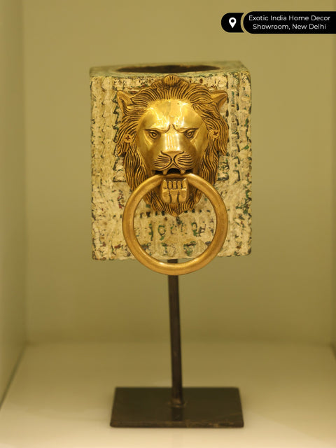 13" Lion Face Decorative Candle Holder | Housewarming Gift