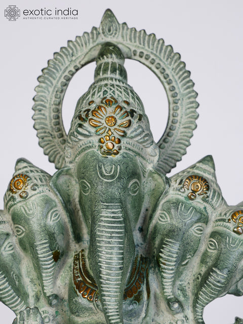 19" Standing Panchamukhi Lord Ganesha in Blessing Gesture | Brass Statue