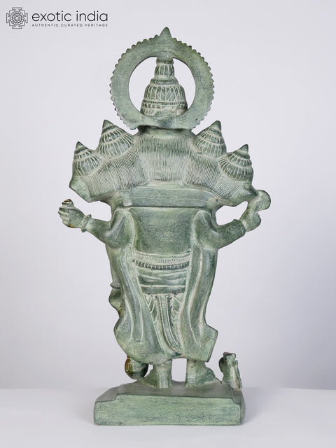 19" Standing Panchamukhi Lord Ganesha in Blessing Gesture | Brass Statue