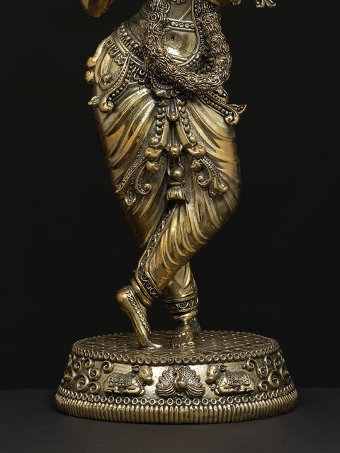 Small Fluting Lord Krishna Fine Brass Statue