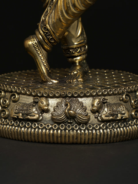 Small Fluting Lord Krishna Fine Brass Statue