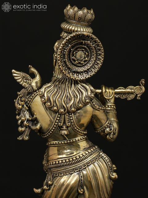 Small Fluting Lord Krishna Fine Brass Statue