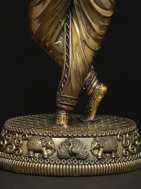 Small Fluting Lord Krishna Fine Brass Statue