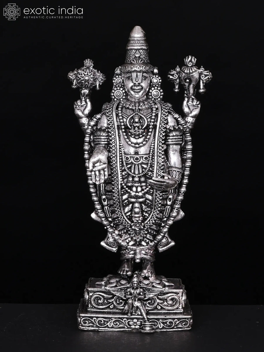8" Handmade Lord Tirupati Balaji Brass Statue with Garuda