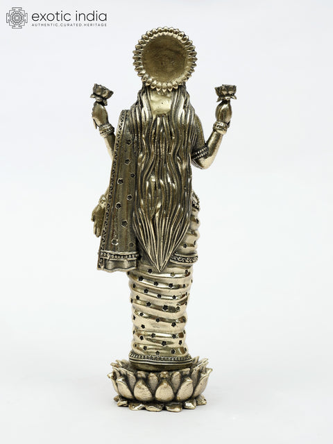 Superfine Four-Armed Goddess Lakshmi Brass Statue Standing on Lotus | Different Sizes Idol