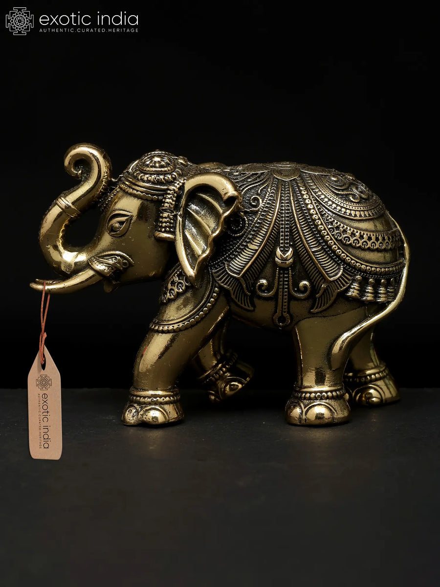 Small Decorative Brass Elephant Statue for Home Decor