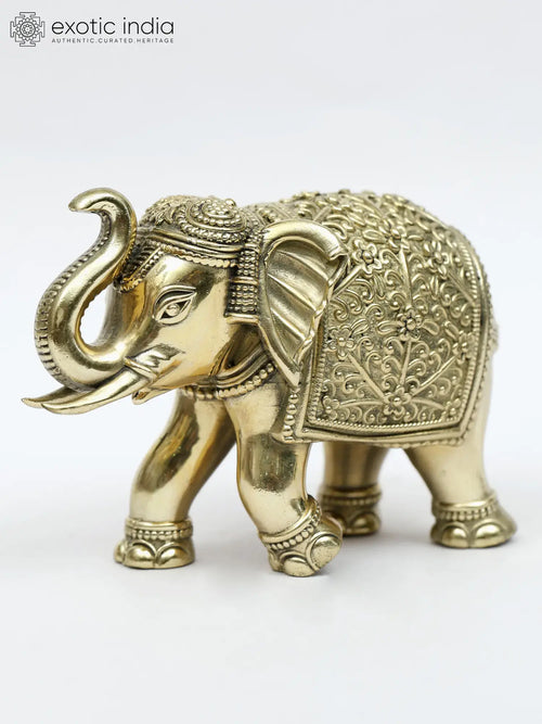 Small Brass Elephant Figurine for Home Decor