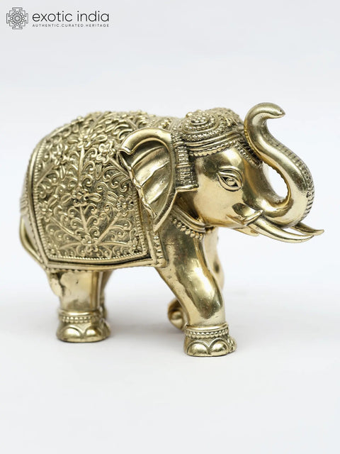 Small Brass Elephant Figurine | Multiple Size Table Decor Items