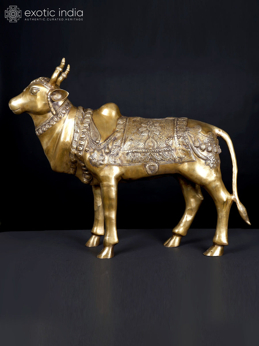 28" Handmade Brass Nandi Statue for Pooja and Home Decor