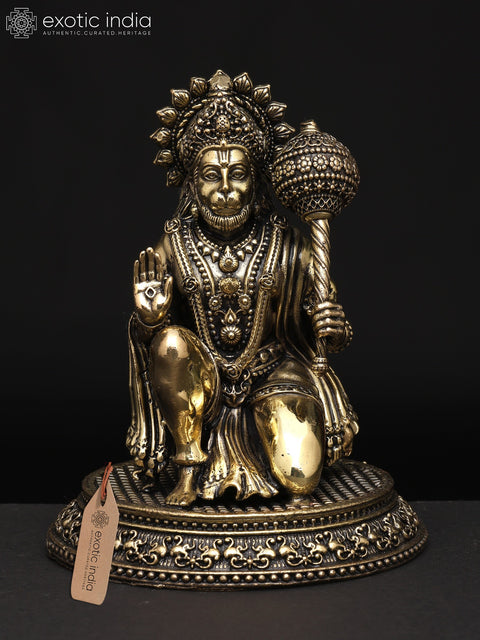 Superfine Sitting Lord Hanuman in Blessing Gesture | Brass Statue in Multiple Sizes