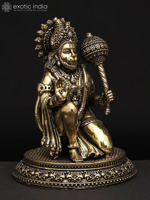 Superfine Sitting Lord Hanuman in Blessing Gesture | Brass Statue in Multiple Sizes