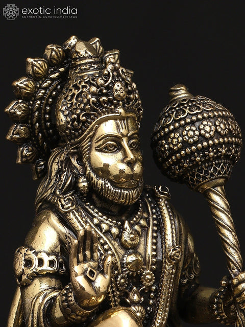 Superfine Sitting Lord Hanuman in Blessing Gesture | Brass Statue in Multiple Sizes