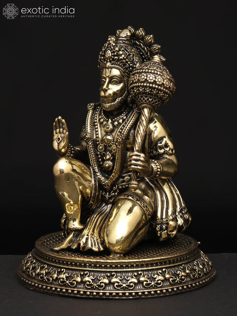 Superfine Sitting Lord Hanuman in Blessing Gesture | Brass Statue in Multiple Sizes