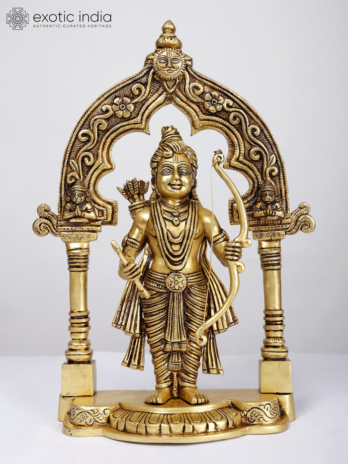 15" Standing Lord Rama Brass Statue for Home Pooja