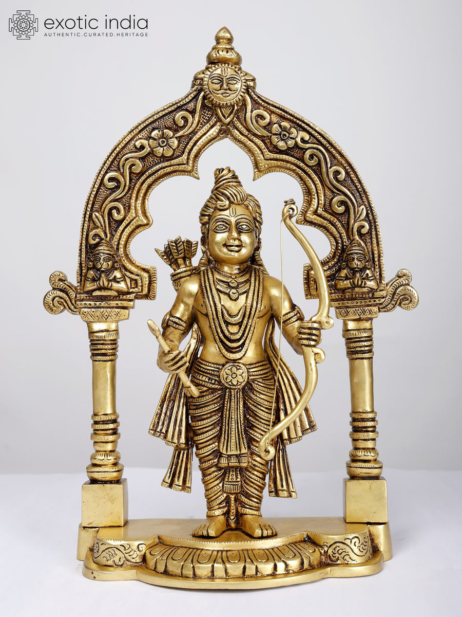 15" Standing Lord Rama Brass Statue for Home Pooja