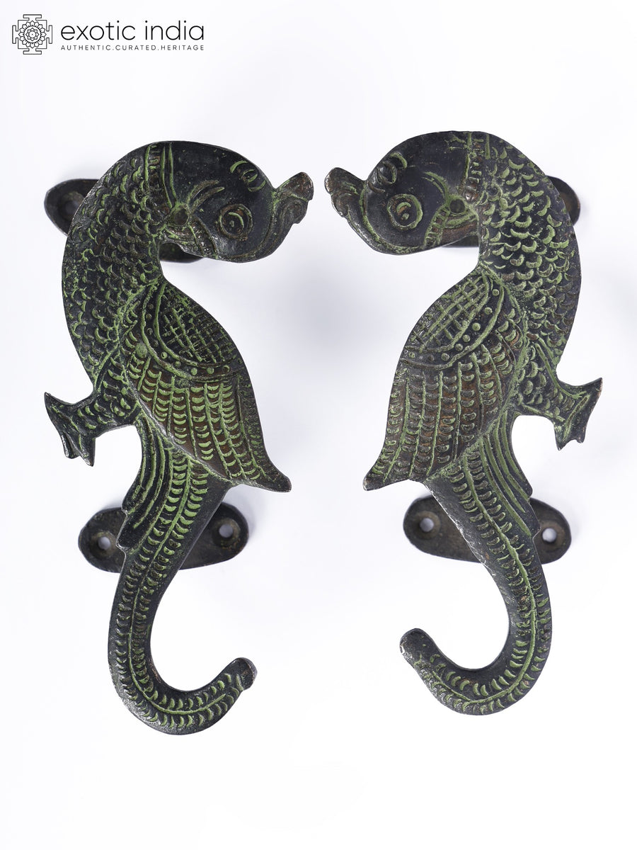 6" Brass Parrot Door Handles Pair Handmade Home Decor