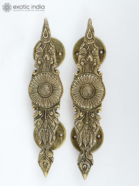 8" Pair of Designer Door Handles in Brass