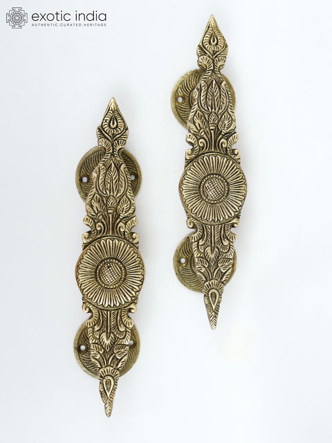 8" Pair of Designer Door Handles in Brass