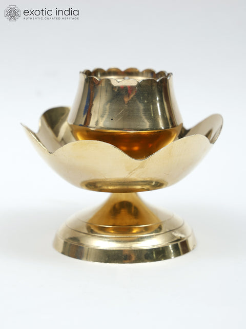 4" Lotus Design Incense Holder in Brass