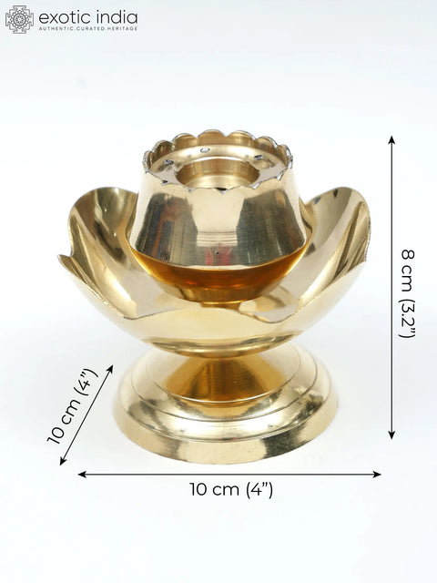 4" Lotus Design Incense Holder in Brass