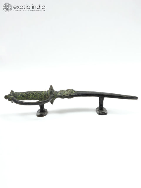 10" Kirtimukh Dagger Design Door Handle in Brass
