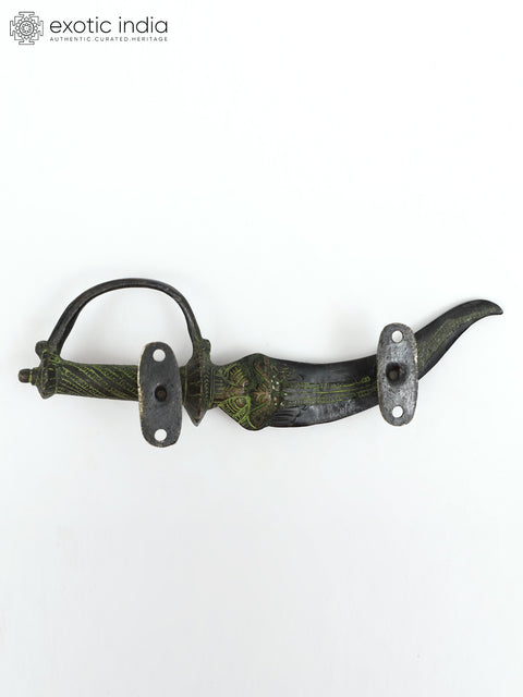 10" Kirtimukh Dagger Design Door Handle in Brass