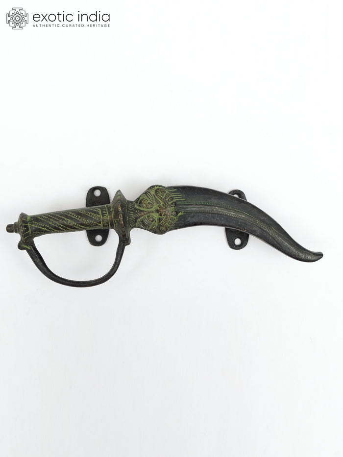 10" Kirtimukh Brass Door Handle with Dagger Design
