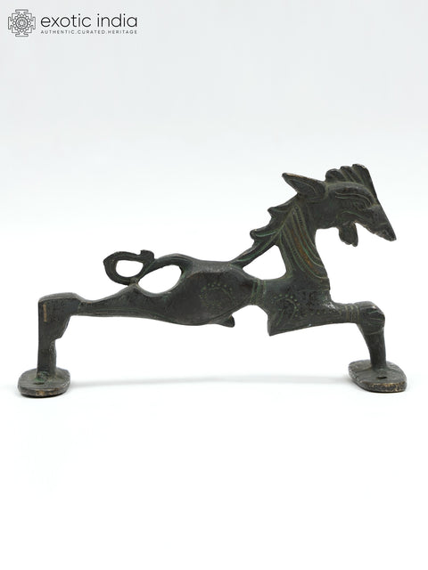6" Stylized Horse Design Brass Door Handle