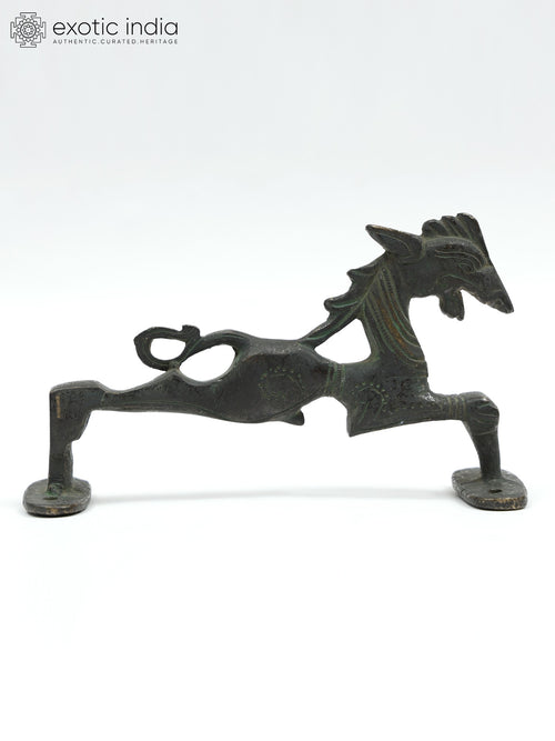6" Stylized Horse Brass Door Handle