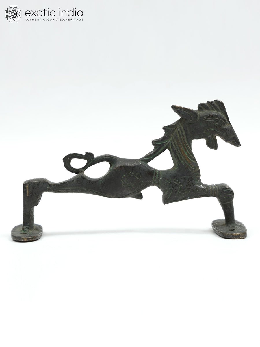 6" Stylized Horse Brass Door Handle