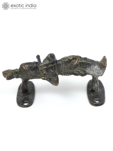 4" Fluting Krishna Door Handle in Brass | Home Altar Decor