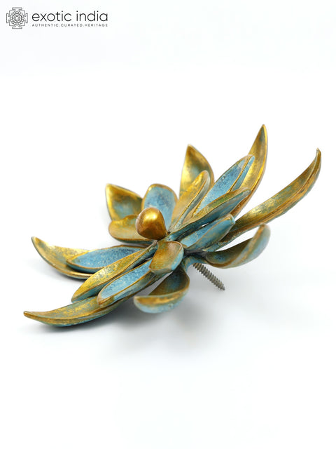 6" Blue Waterlily Decorative Brass Flower | Wall Decor Gifts