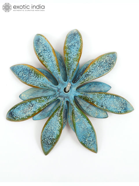 6" Blue Waterlily Decorative Brass Flower | Wall Decor Gifts